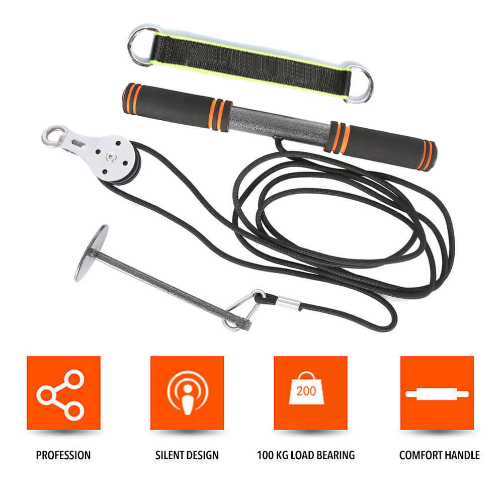 Fitness Arm Muscle Blaster Trainer with foam handles, nylon cord, and 100kg load capacity for effective home workouts.