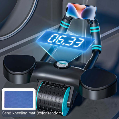 Abdominal wheel fitness equipment with digital display and non-slip rollers for home workouts and core strengthening.